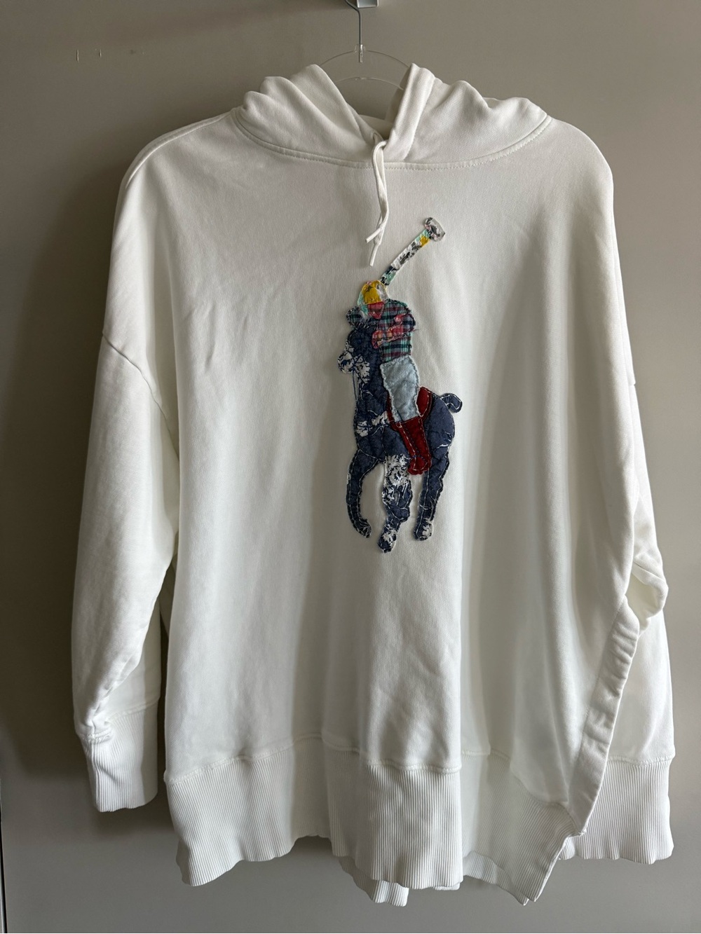 Polo by Ralph Lauren Cream Oversized Hoodie with Embroidered Polo